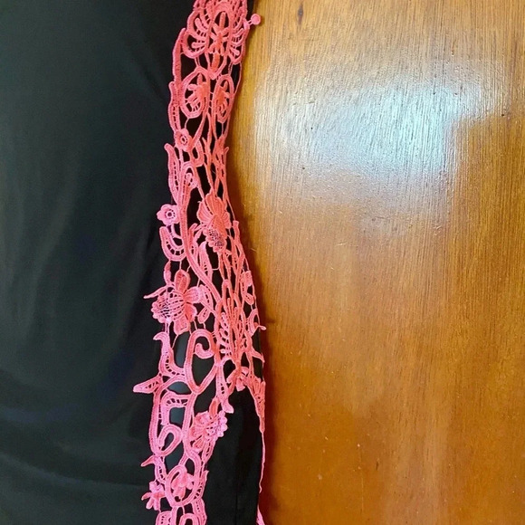 Symphony Black Dress Pink Open Cutout Stitch Sides Bodycon Mini Dress Size Small - Picture 11 of 15